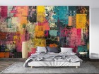 Modern Colorful Graffiti Abstract Red Blue Yellow Black Art Wall Mural Peel And 