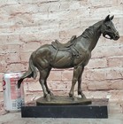 Signed Original Milo Bronze Horse Statue On Marble Base Equestrian Sculpture
