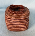 Antique Makah Indian Twined Square Basket With 10 Colored Rings  Circa 1910
