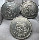 Lot Of 3 Mexico  5  Cinco Pesos  900 Silver Cuauhtemoc 1948