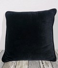 Vintage Floral Blue Hydrangea Needlepoint Pillow Black Velvet Backing 14x15