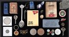 Vtg Junk Drawer Smalls Lot   Bb Card pins keys coins zippo tokens thimble 25 