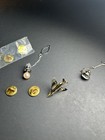 Mixed Lot Aircraft Tie Tack W  Chain  Gold-tone Pin Backs  Pearl Dangle Charm