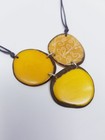 Handmade Tagua Nut Set Necklace And Earrings In Yellow And Mustard