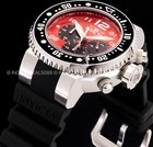 Invicta Men Grand Pro Diver Chronograph Silver Red Black Dial Strap 52mm Watch