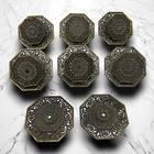 Vintage Lot 6 Mid Century Modern Mcm Filigree Knobs   Backplates Pulls Bonus
