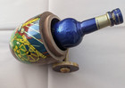 Vintage Haitian Folk Art Wooden Bottle Keeper Holder Painted Palm Tree Cannon