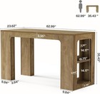 63   Long Kitchen Island With Storage modern Wooden Counter Height Pub Bar Table