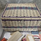 Vintage Dritz  Wicker Purple Sewing Basket Satin Lined   Accessories
