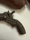 Pluck Toy Cap Gun Cast Iron W  Holster Working Stevens See Pics Vintage Antique