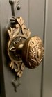 Antique Brass Drawer Pull Furniture Hardware Vintage Cabinet Door Knob Backplate