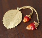 Japanese Netsuke Obi Accessory Strawberry Charm Red Gold Palnart Poc Japan