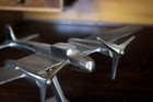 Vintage Art Deco Aluminium Twin-engine Aeroplane Desk Model