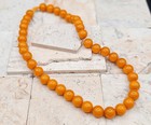 Rare  Lg Vintage Bakelite Bead Necklace 13mm Butterscotch Orange 25  93g Tested