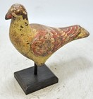 Vintage Wooden Bird Figurine Original Old Hand Carved Painted