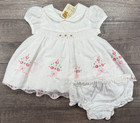 Baby Girl Clothes New Vintage George 0-3 Month 2pc White Pink Flower Puffy Dress