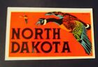 Vtg Souvenir Travel Window Transfer Decal North Dakota - Flying Ducks
