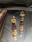 Vintage  Italian Wood And Metal Chess Set With Matching Etched Pewter Board box