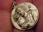 Vintage Creed Sterling Silver Saint Joseph Medallion   16  Choker Chain Necklace