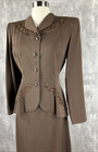 Vintage 1940s Swansdown Brown Wool Gabardine Beaded Skirt Suit Mint