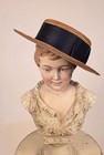 Antique Victorian Child   s Straw Hat W Silk Band   Paris Label