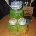 189  Set Of 3 Anchor Hocking Ribbed Uranium Glass Pcs