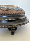 1830-40 Antique Empire Period Footstool Beaded Upholstery Early Decorative Metal