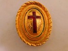 Great  Vintage Knights Templar Masonic Belt Buckle Oval Gold With Red Cross