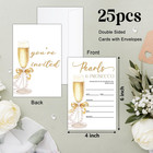 25 Sets Wedding Invitations With Envelopes And Rsvp Cards  Double Sided Pearls C