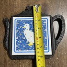 Vtg Cast Iron Teapot Shaped Trivet Ceramic Tile Duck Made In Taiwan In Guc