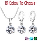 Silver Plated Women s Girls Fashion Necklace Crystal Pendant Earring Jewelry Set