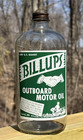 Vintage Rare Glass Billups Oil Bottle Outboard Motor Oil Gasoline W boat Graphic