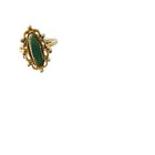 Vintage Adjustable Goldtone Ring Green Faux Jade Ornate