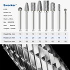 10pcs Carbide Burr Set 1 4 Shank W grey Box Max Head Dia 10mm Die Grinder Bits R