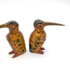Vtg Papua New Guinea Sepik Hand Carved Wood Dwarf Kingfisher Bird Figurine Pair