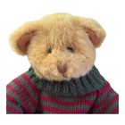 Russ Berrie 809 Jointed Teddy Bear 8    Vintage Plush Red Green Sweater Htf