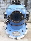 Vintage Antique Divers Diving Helmet Us Navy Mark  Sea Scuba Morse Blue Boston