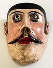 Mexican Veracruz Folk Art Carved Wood Moor Moro Mask Cortes Espanol Spaniard Man