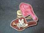       antique Cheroot Meerschaum Jockey   Horse Pipe Over 100 Years Case   Stem -d