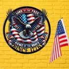 Land Free Home Brave Metal Sign Patriotic Eagle American Flag Wall Art Decor