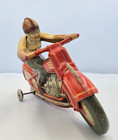 Antique Vintage Technofix Tin Litho Motorcycle Wind Up Toy Us Zone Germany Works
