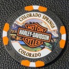 Pikes Peak Hd   Colorado  black org white Wide Print  Harley Davidson Poker Chip