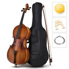 4 4 Full Size Beginner Solid Spruce Top Acoustic Cello Set - Antiqued Bag Bow