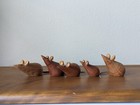 Vintage 60 s Mid Century Mouse Family Teak Wood Ears Leather Tails Hong Kong Mcm