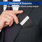 Leather Business Card Holder Metal Slim Pocket Wallet With Magnetic Closure