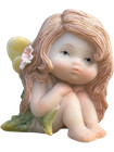 Miniature Woodland Fairy Child     Whimsical Fairy Garden Decor With Floral Accent
