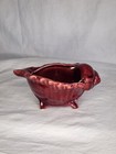 Vintage Ceramic Burgandy Conch Shell Footed Planter U s a