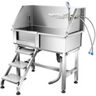 Wssey 34 l Pet Dog Grooming Bath Tub Dog Wash Tub Stainless Steel Shower Salon