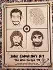 The Who Rare John Entwistle s Poster The Who Europe  97 Autographed Lithograph