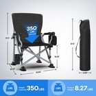 Black Portable Camping Chair Heavy Duty Folding Chair W  Cup Holder Oversized
